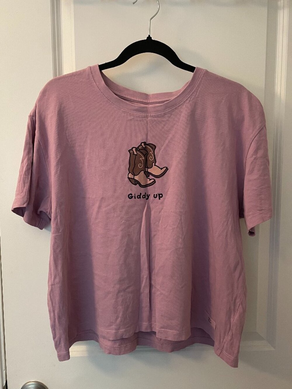 Women's Giddy Up Cowboy Boots Short Sleeve Crusher Boxy Tee